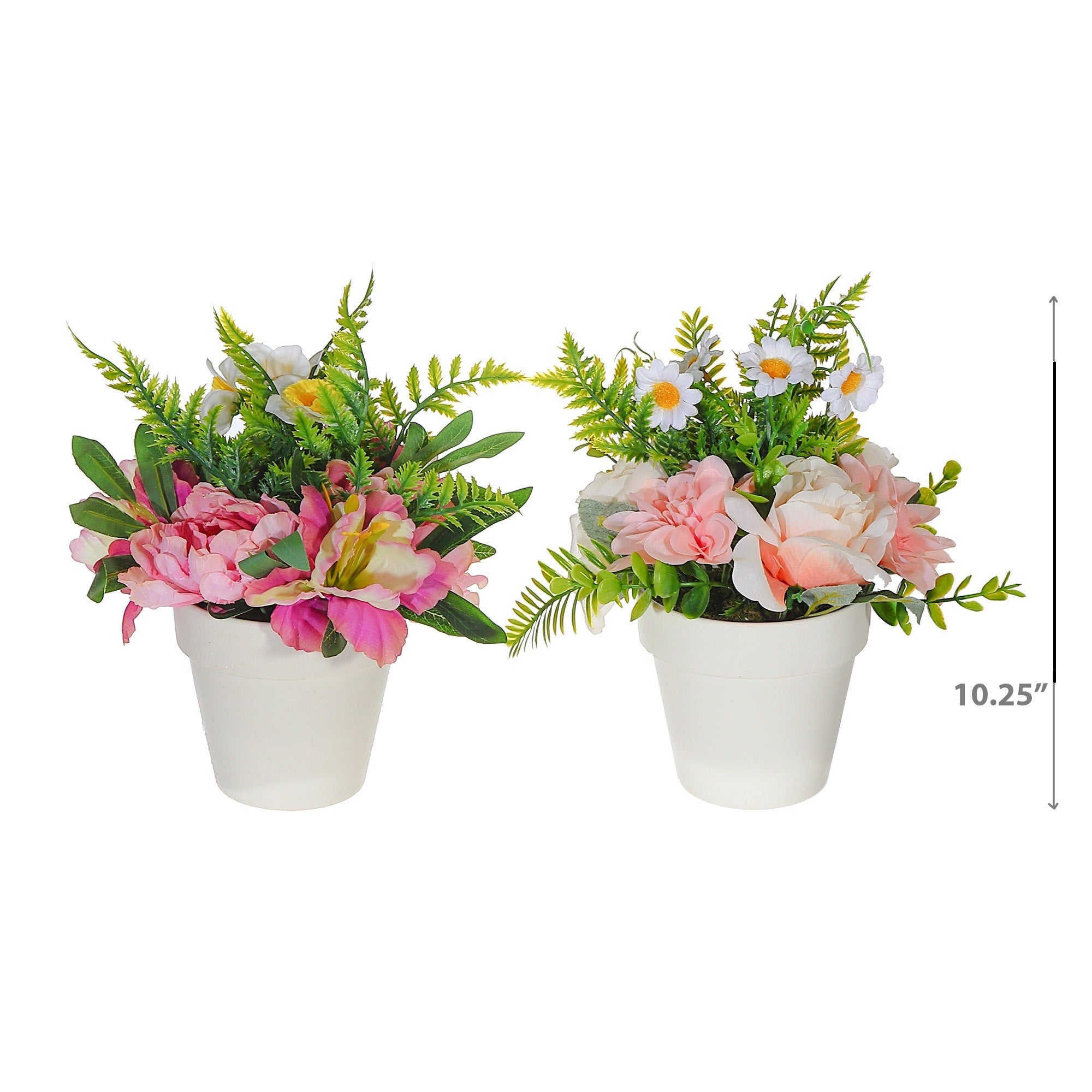 Artificial Bouquet In Plastic Pot Assorted Decorative Floral Arrangement