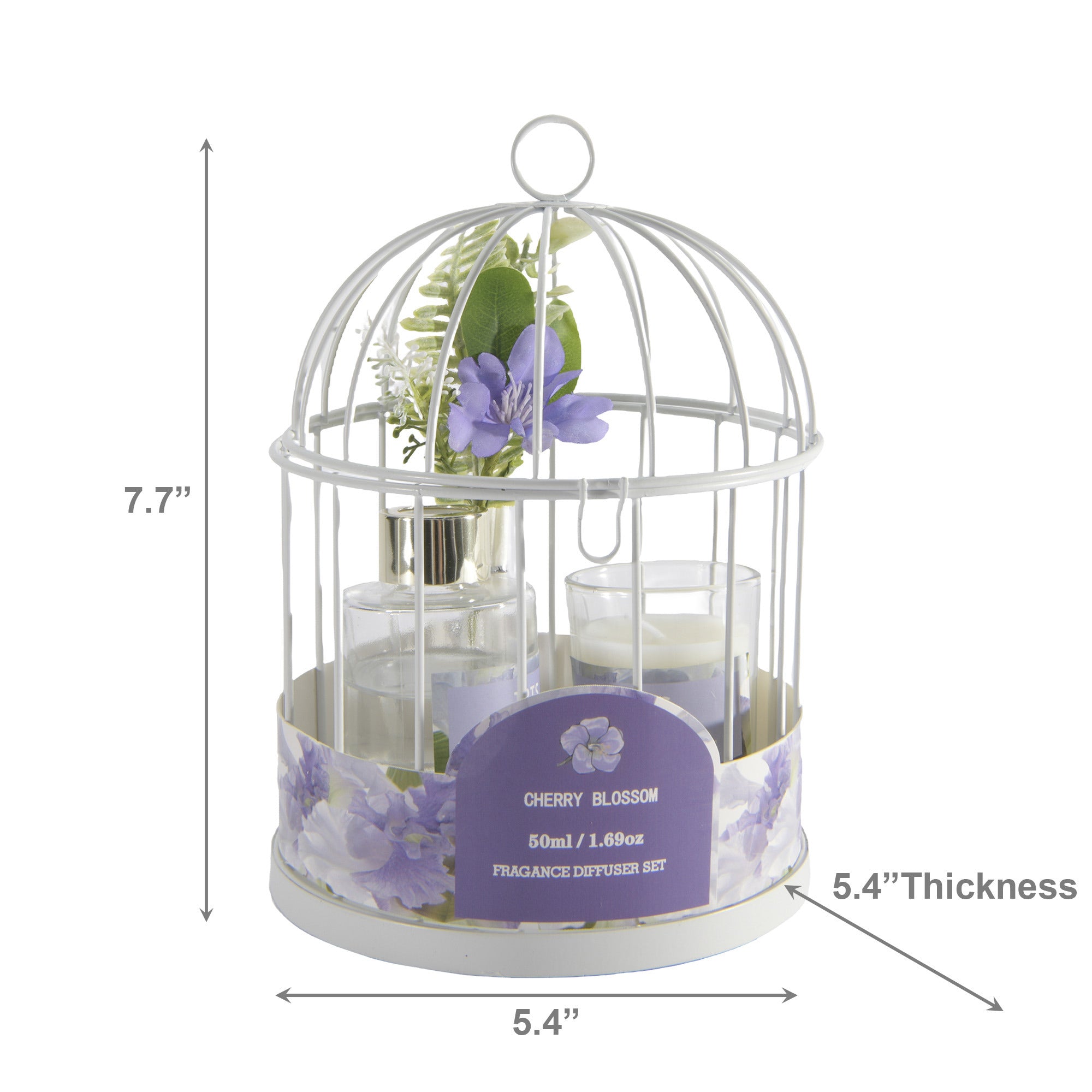Iris Candle & Diffuser Gift Set in Metal Birdcage