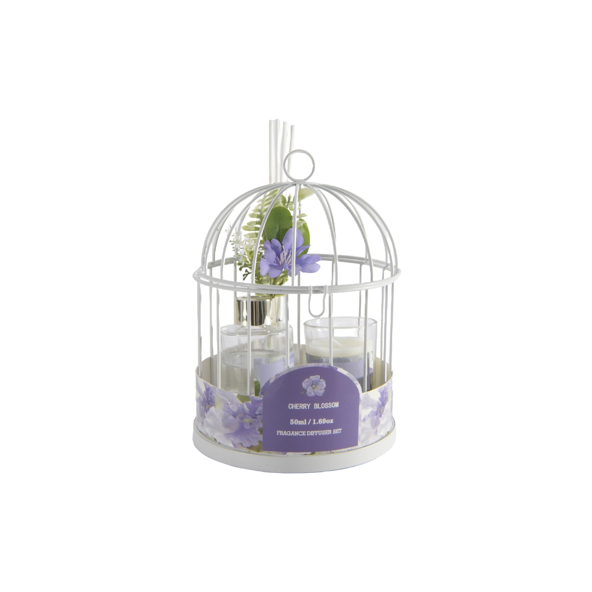 Iris Candle & Diffuser Gift Set in Metal Birdcage