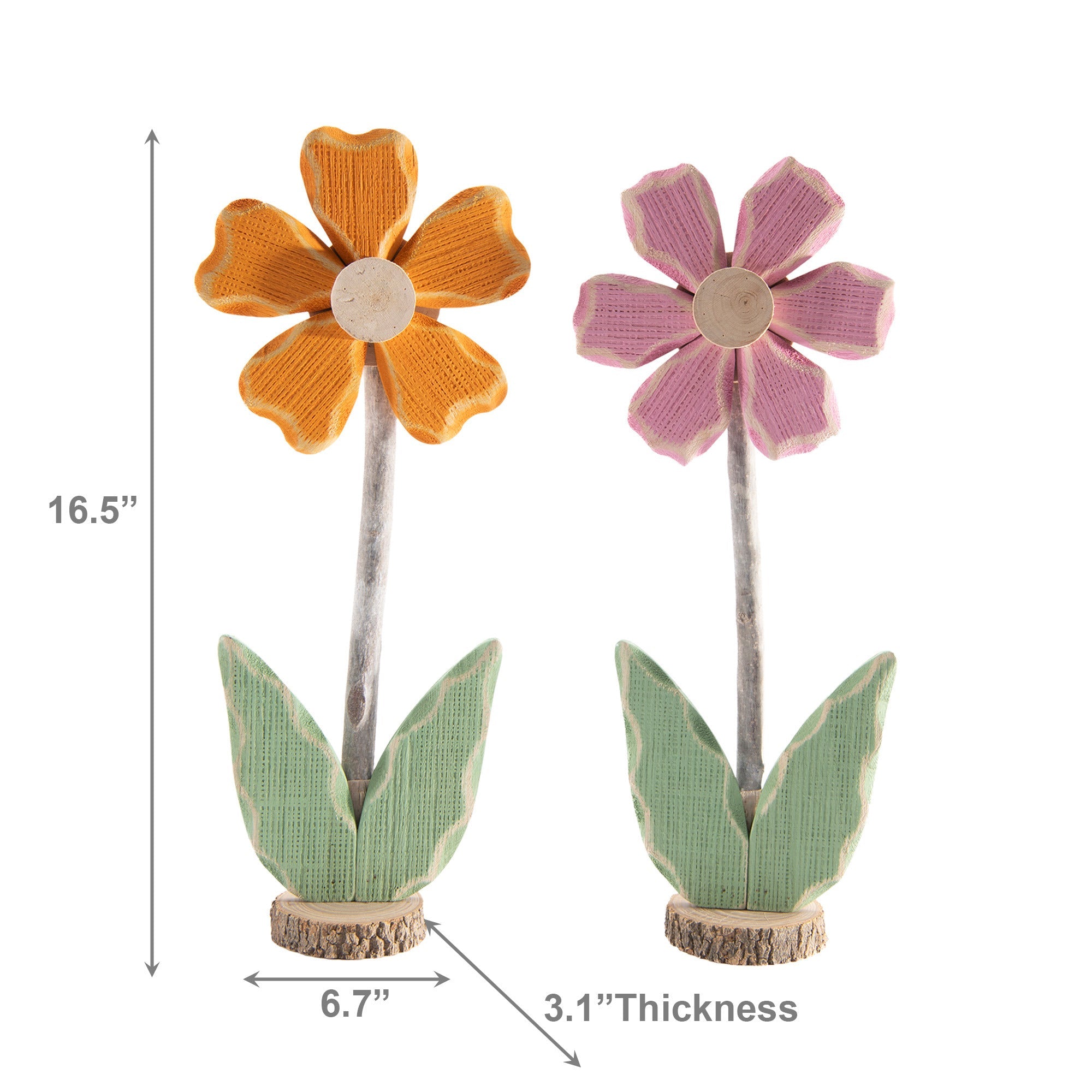 Assorted Wooden Flower Stand Decorative Piece - Set of 2