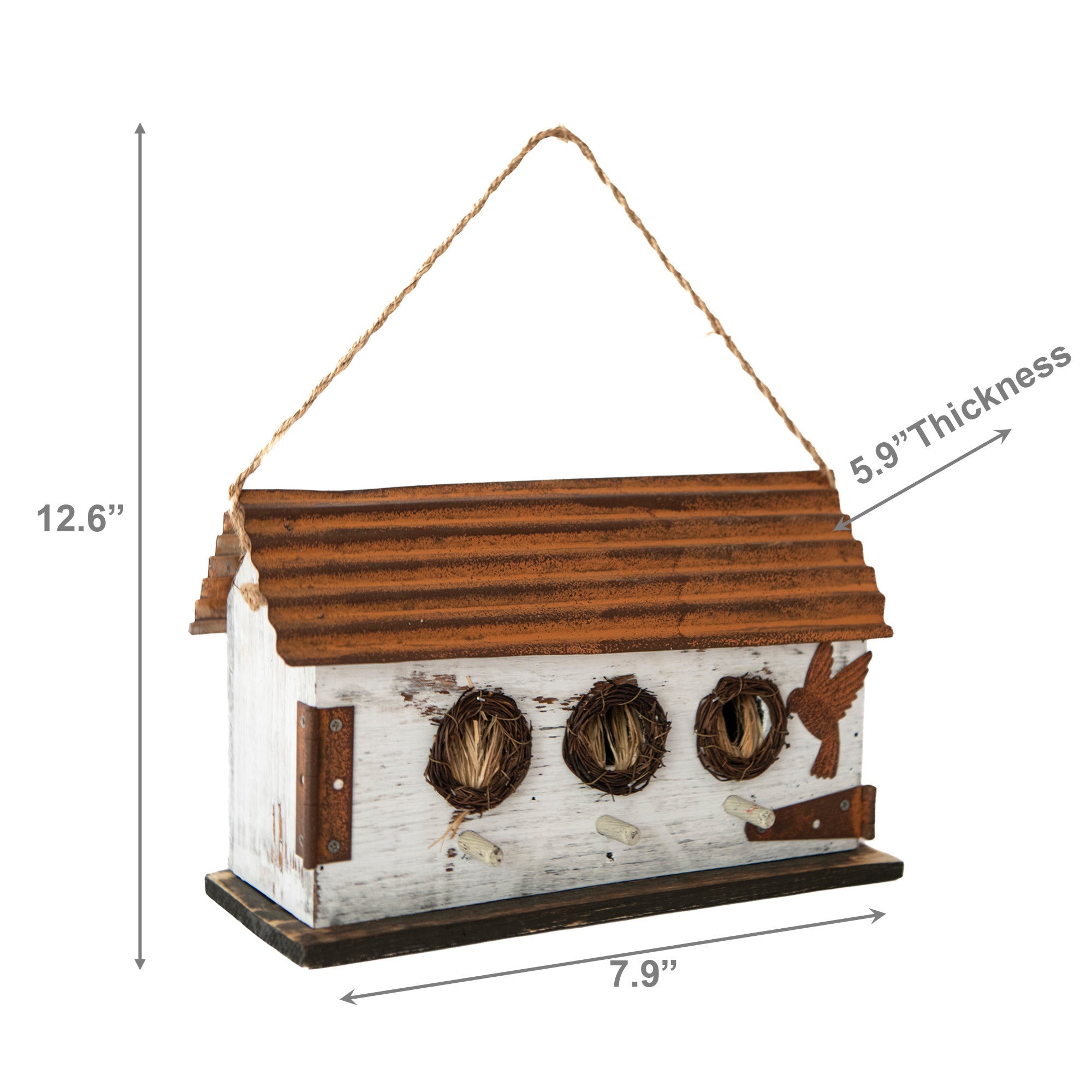 Classic White Barn-Style Wooden Birdhouse