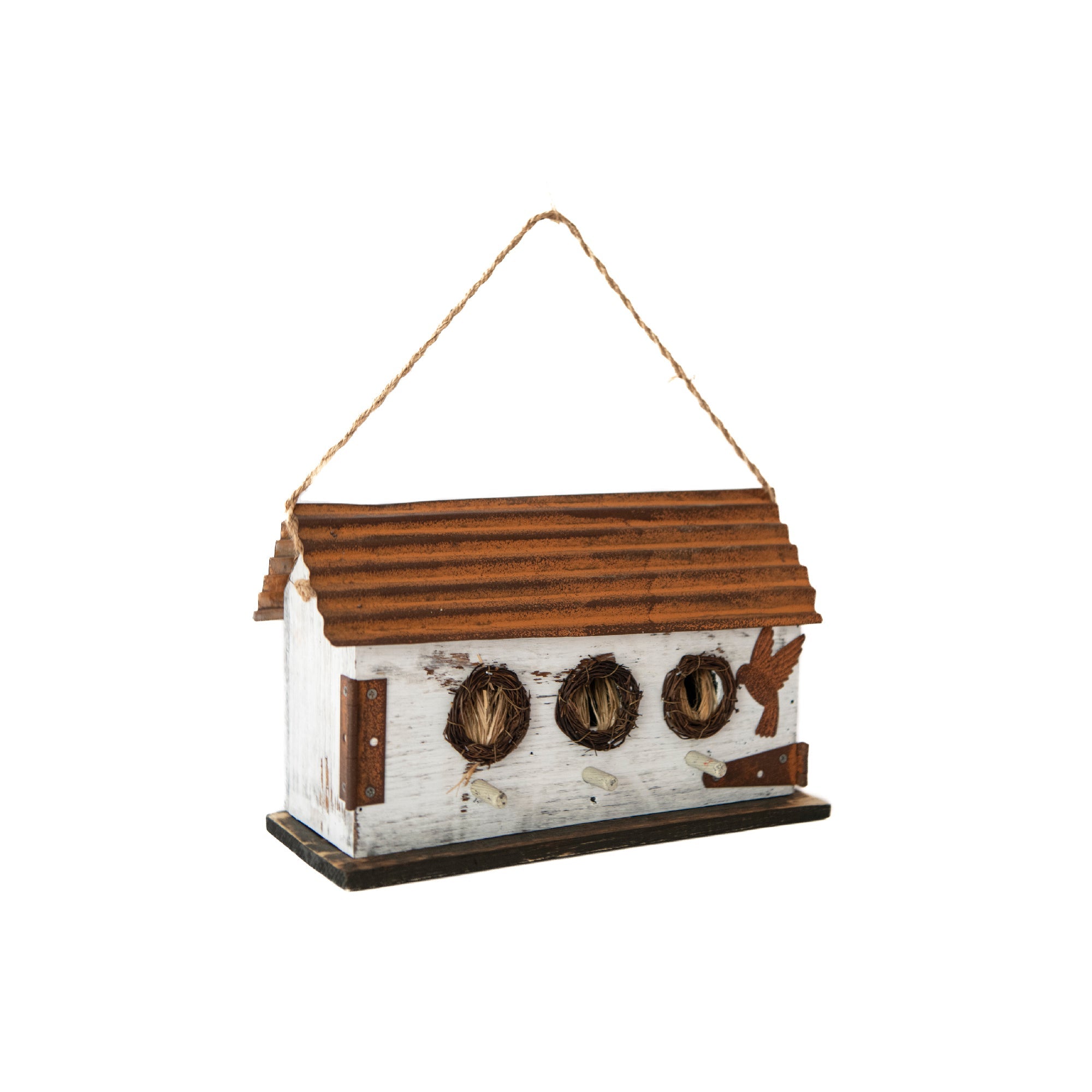 Classic White Barn-Style Wooden Birdhouse