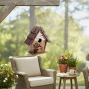 Traditional Wooden Birdhouse with Red Roof