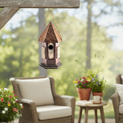 Wooden Birdhouse with Unique Hexagonal Roof