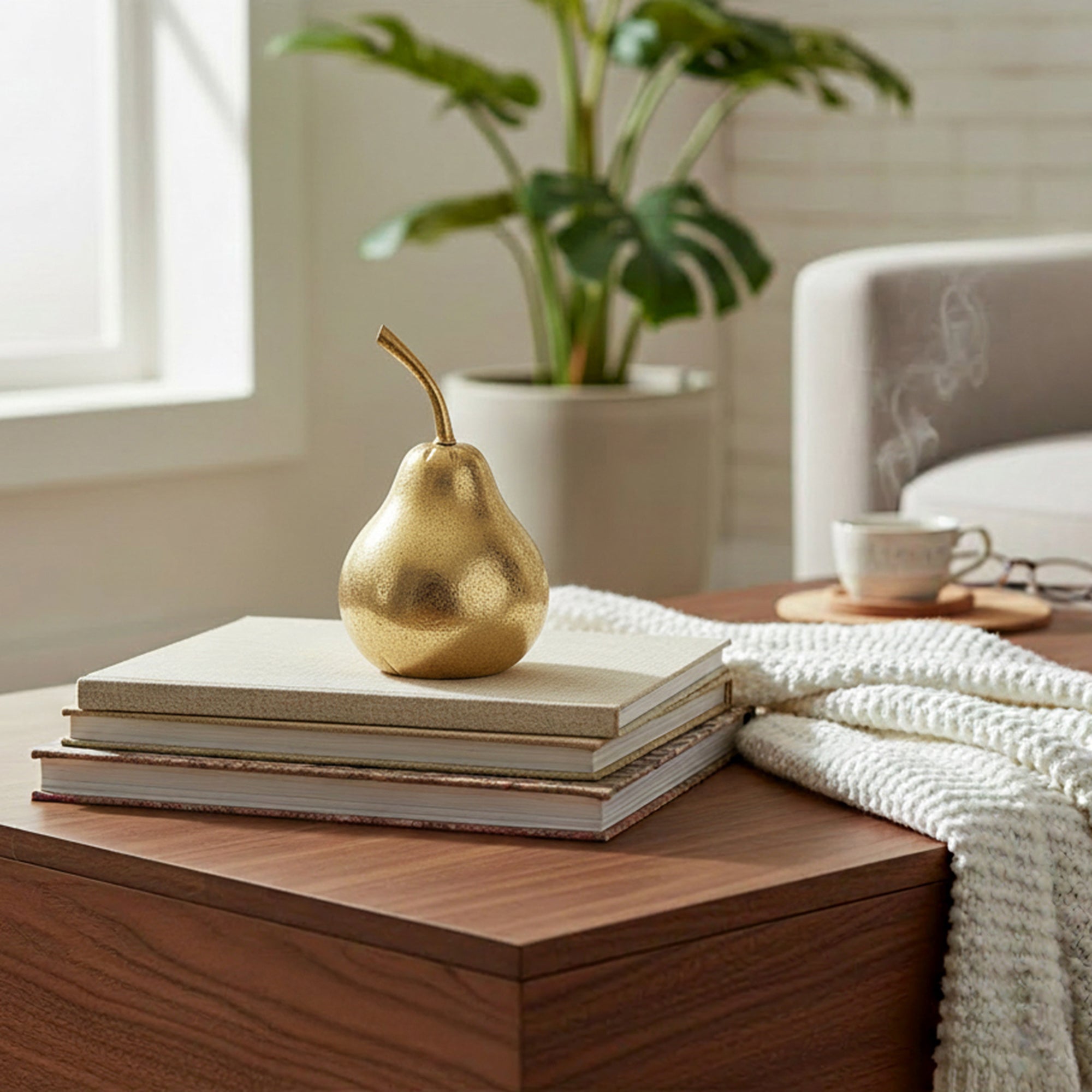 9-Inch Gold-Finished Pear Decorative Ornament