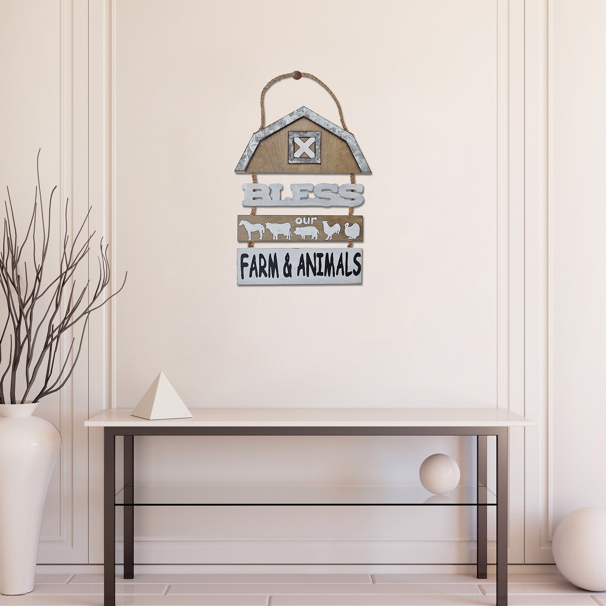 Bless Our Farm And Animals Wall Hanger, Rustic Farmhouse Wall Decor, Country Accent
