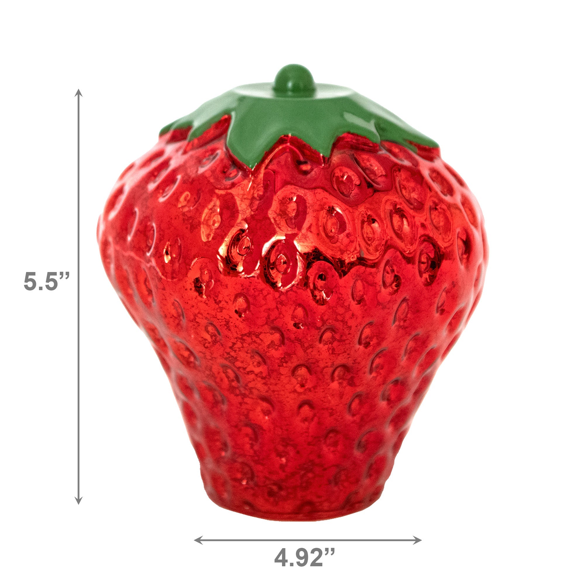 LED-Illuminated Glass Strawberry Decorative Piece