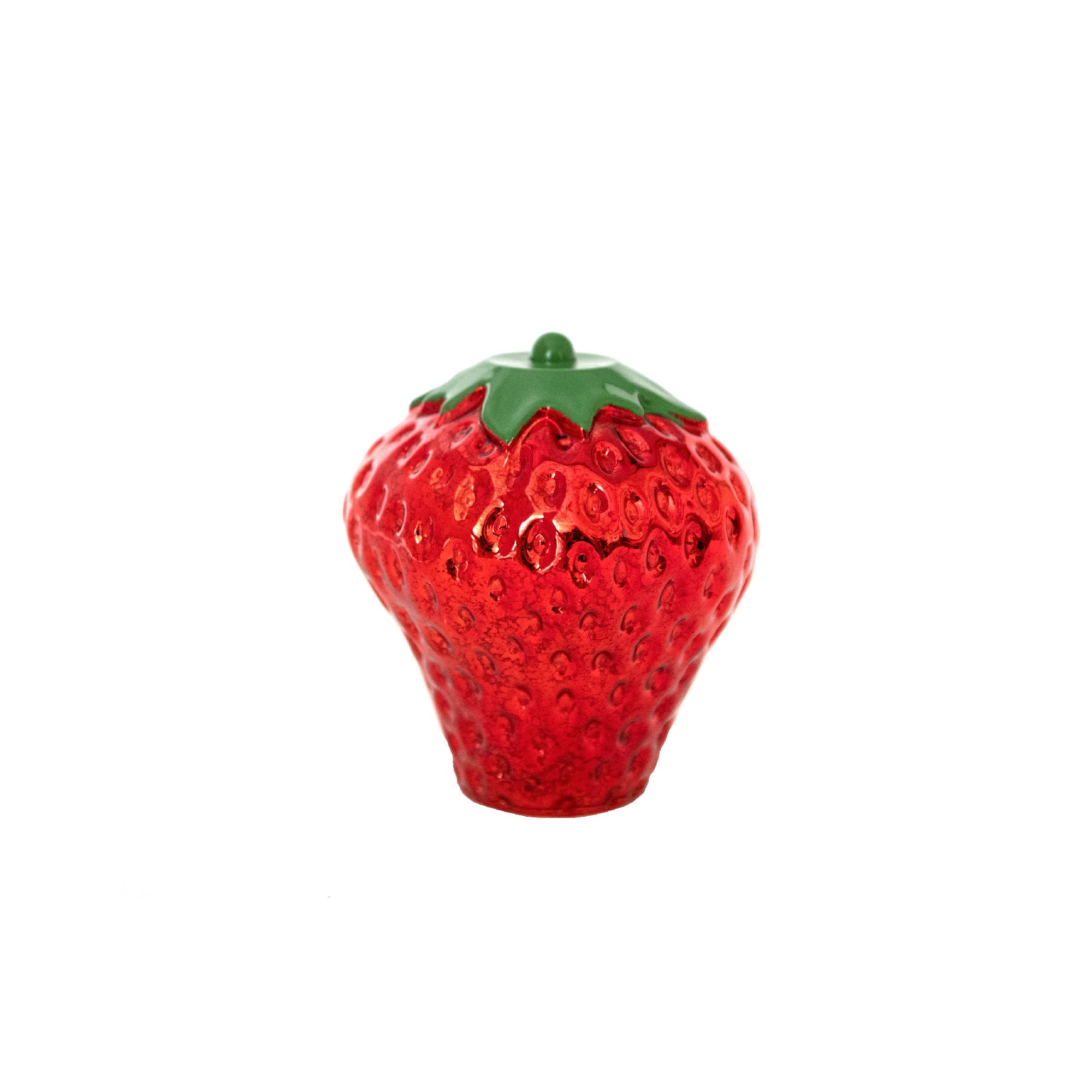 LED-Illuminated Glass Strawberry Decorative Piece
