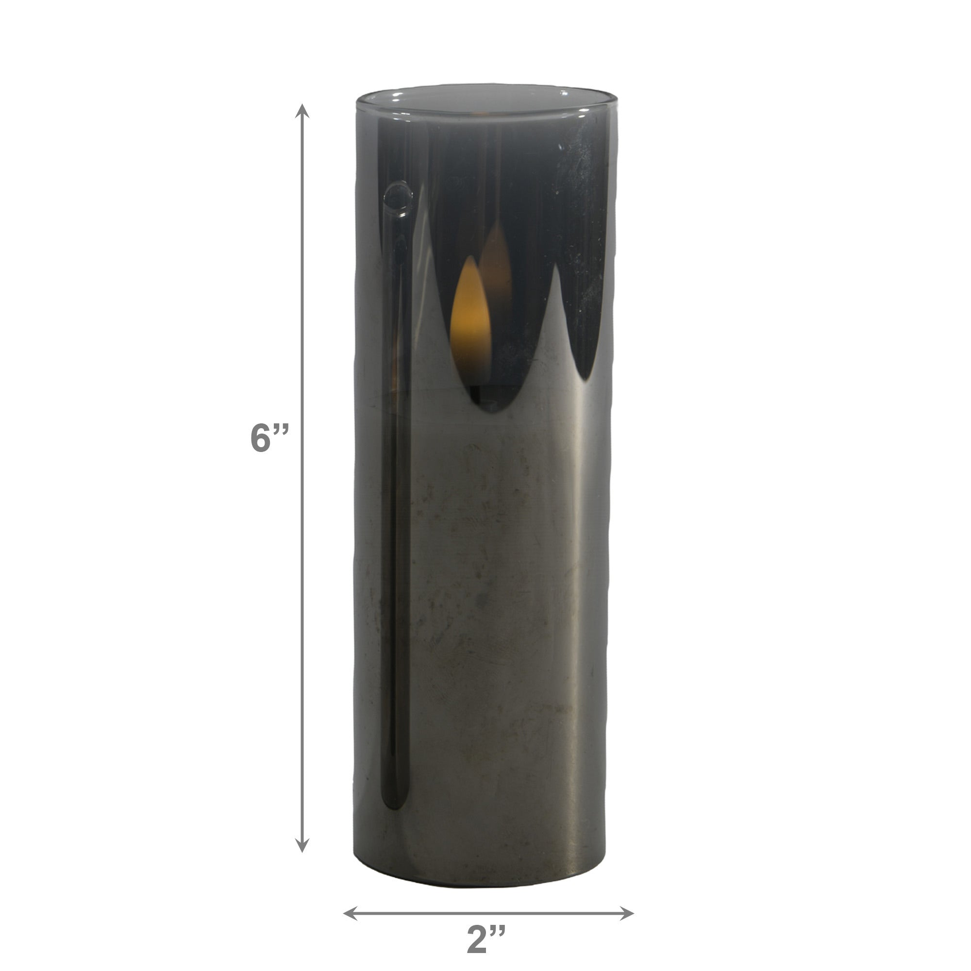 6-Inch LED Black Tinted Glass Candle Decoration - Set of 2