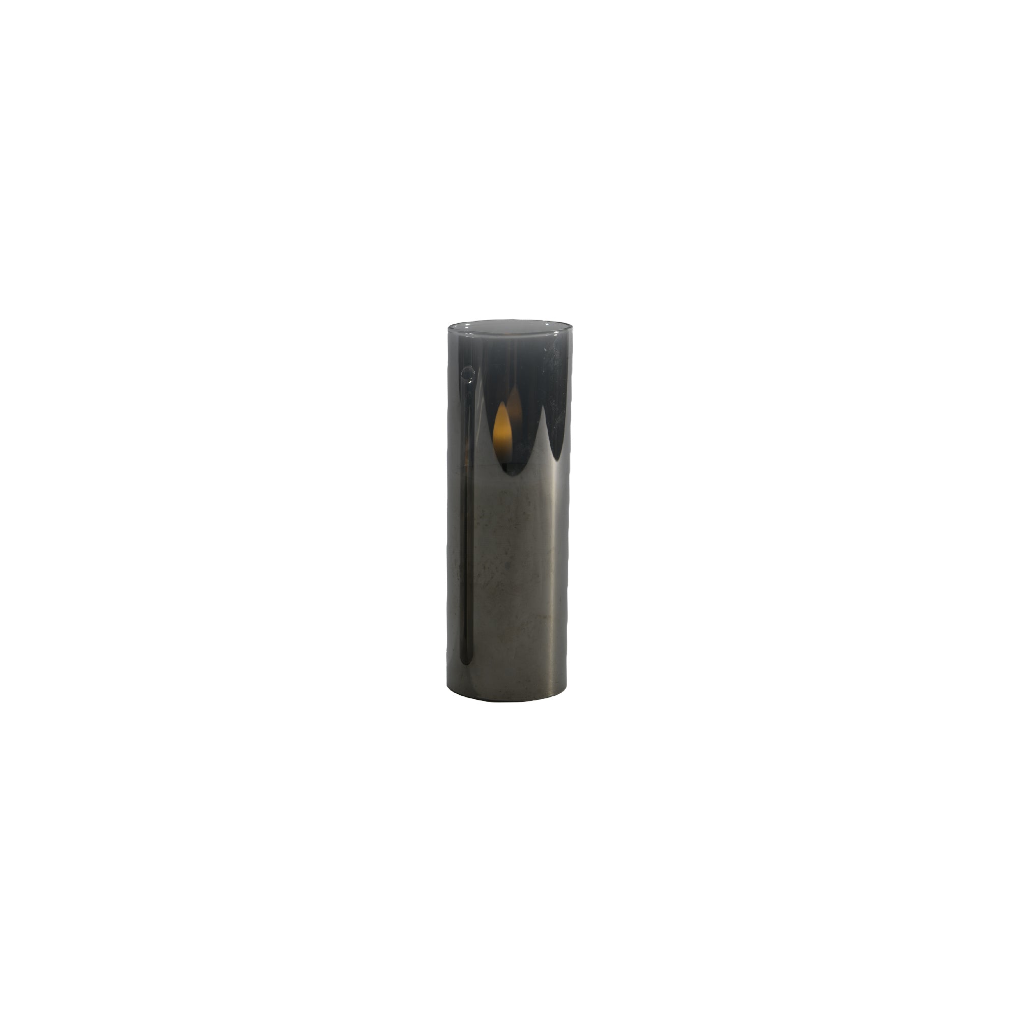 6-Inch LED Black Tinted Glass Candle Decoration - Set of 2