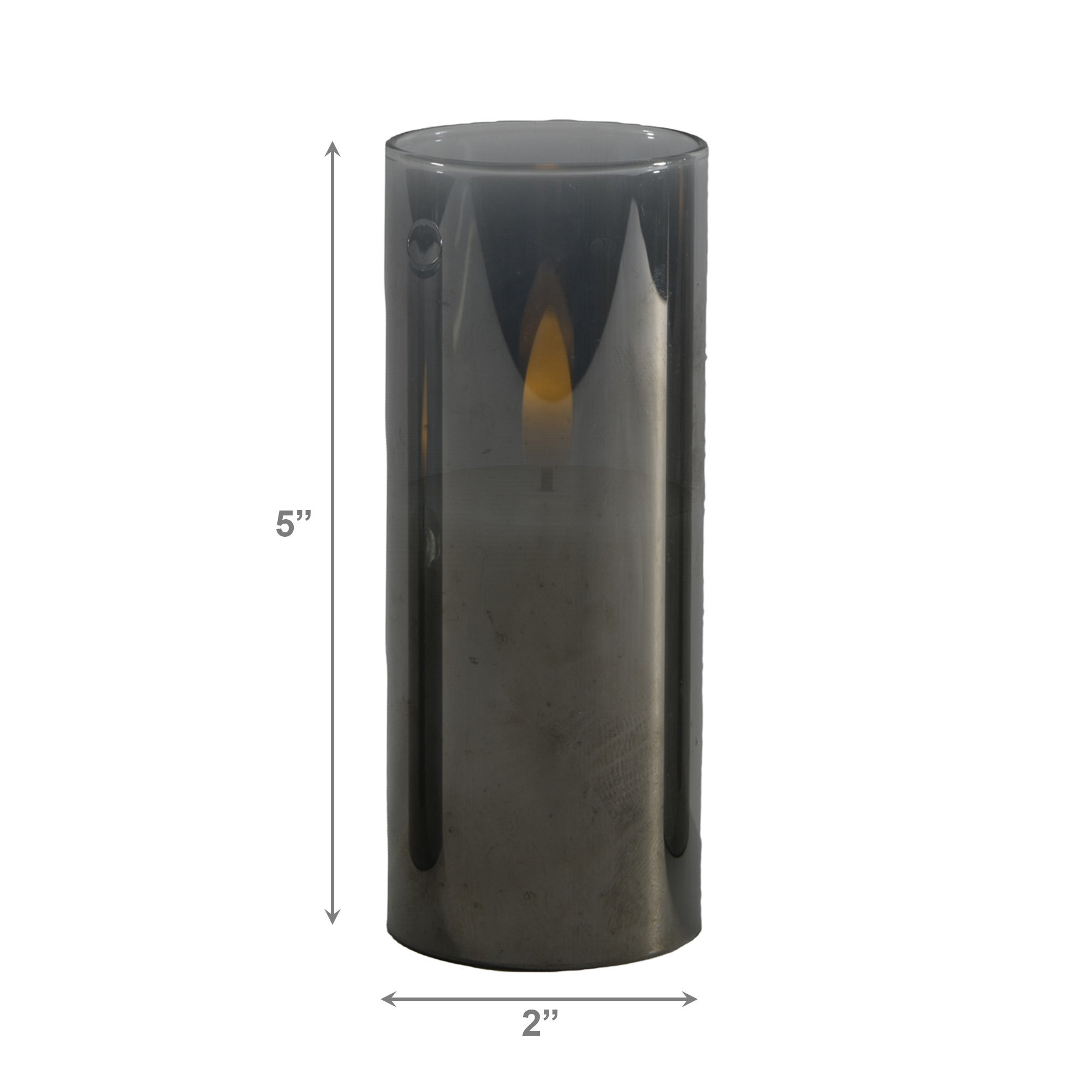 5-Inch LED Black Tinted Glass Candle Accent - Set of 2