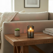 5-Inch LED Black Tinted Glass Candle Accent - Set of 2