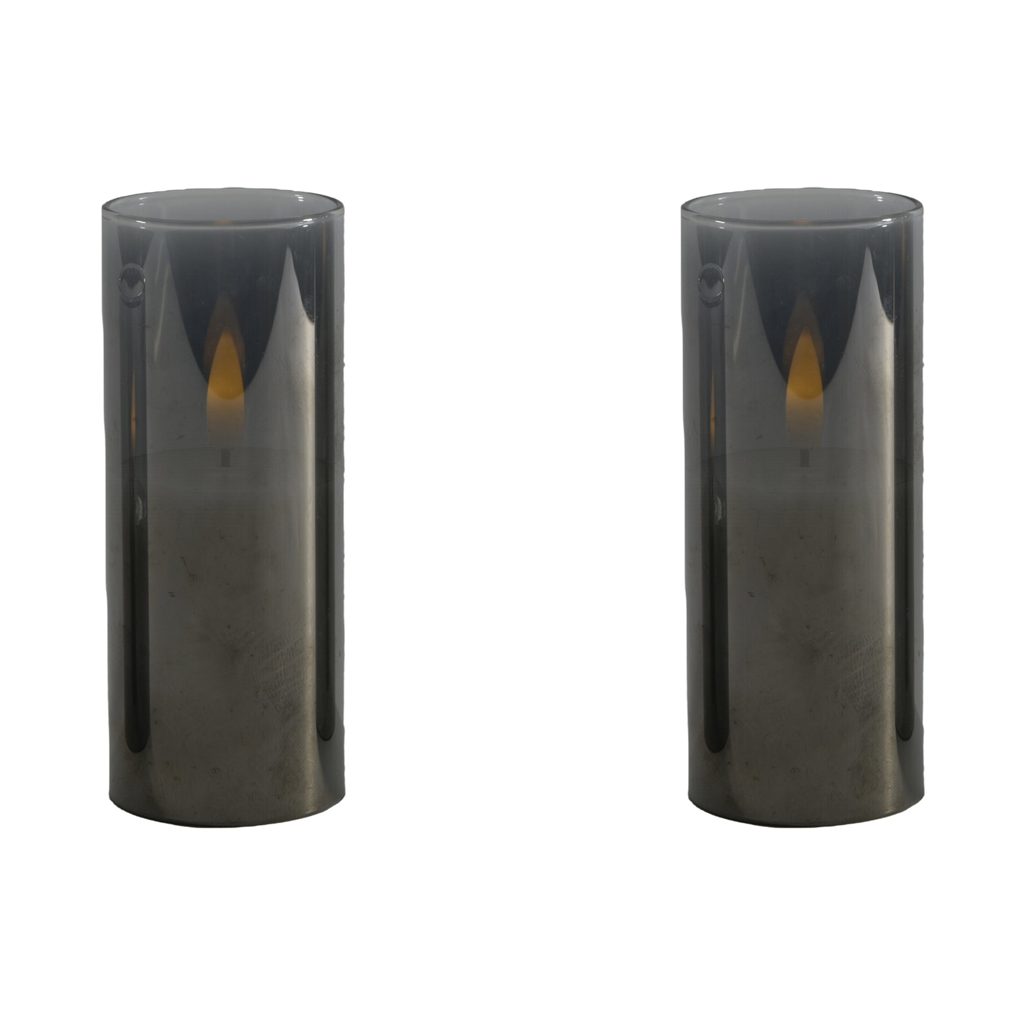 5-Inch LED Black Tinted Glass Candle Accent - Set of 2
