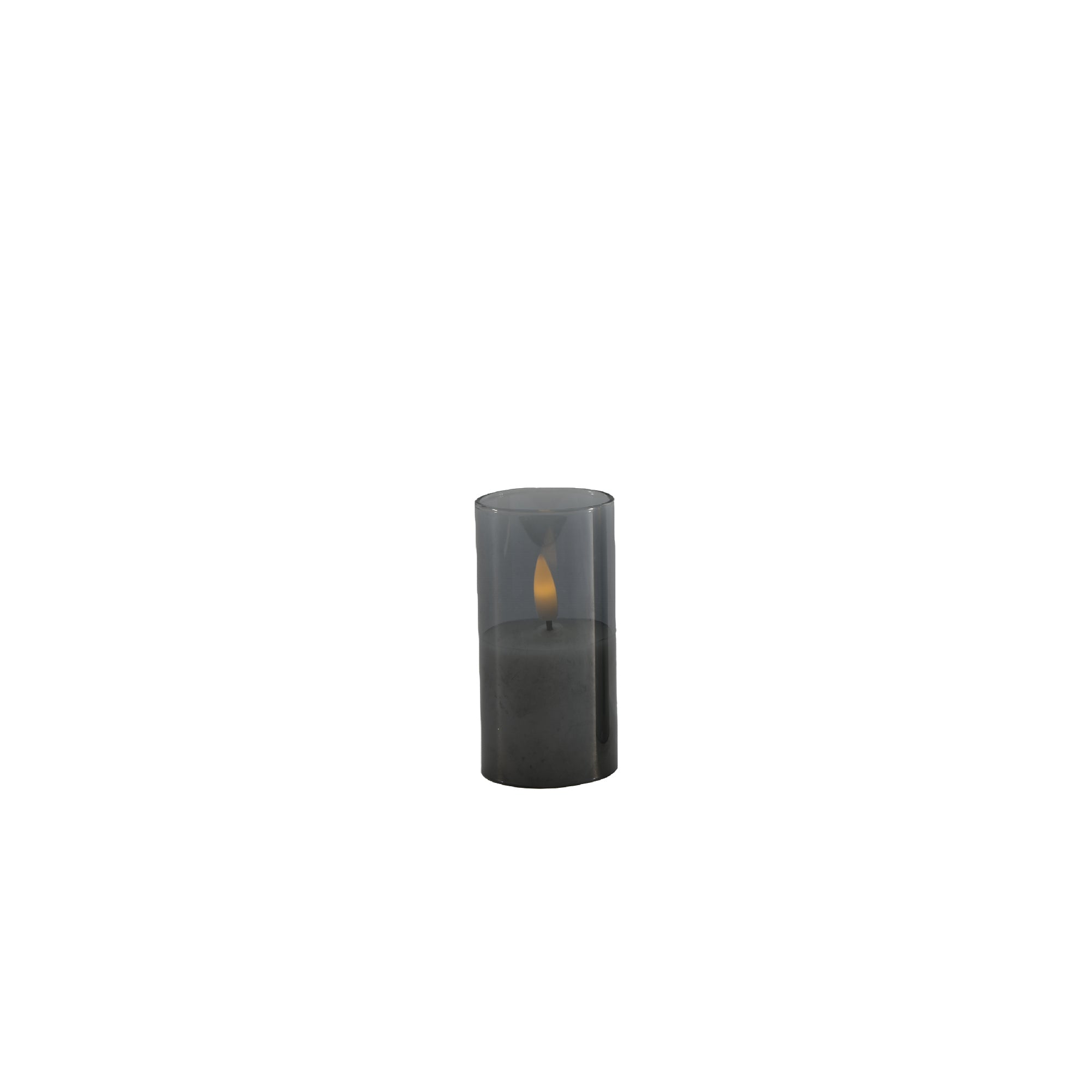 4-Inch LED Black Tinted Glass Candle Ornament - Set of 2