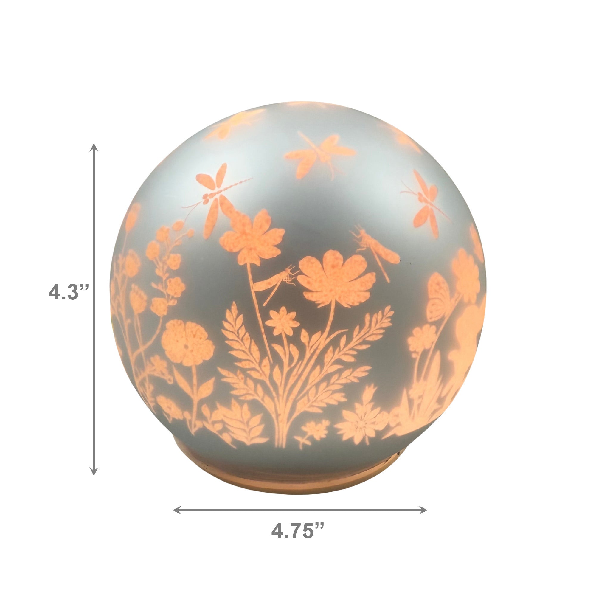 4.75-Inch LED Glass Globe with Dragonfly Design