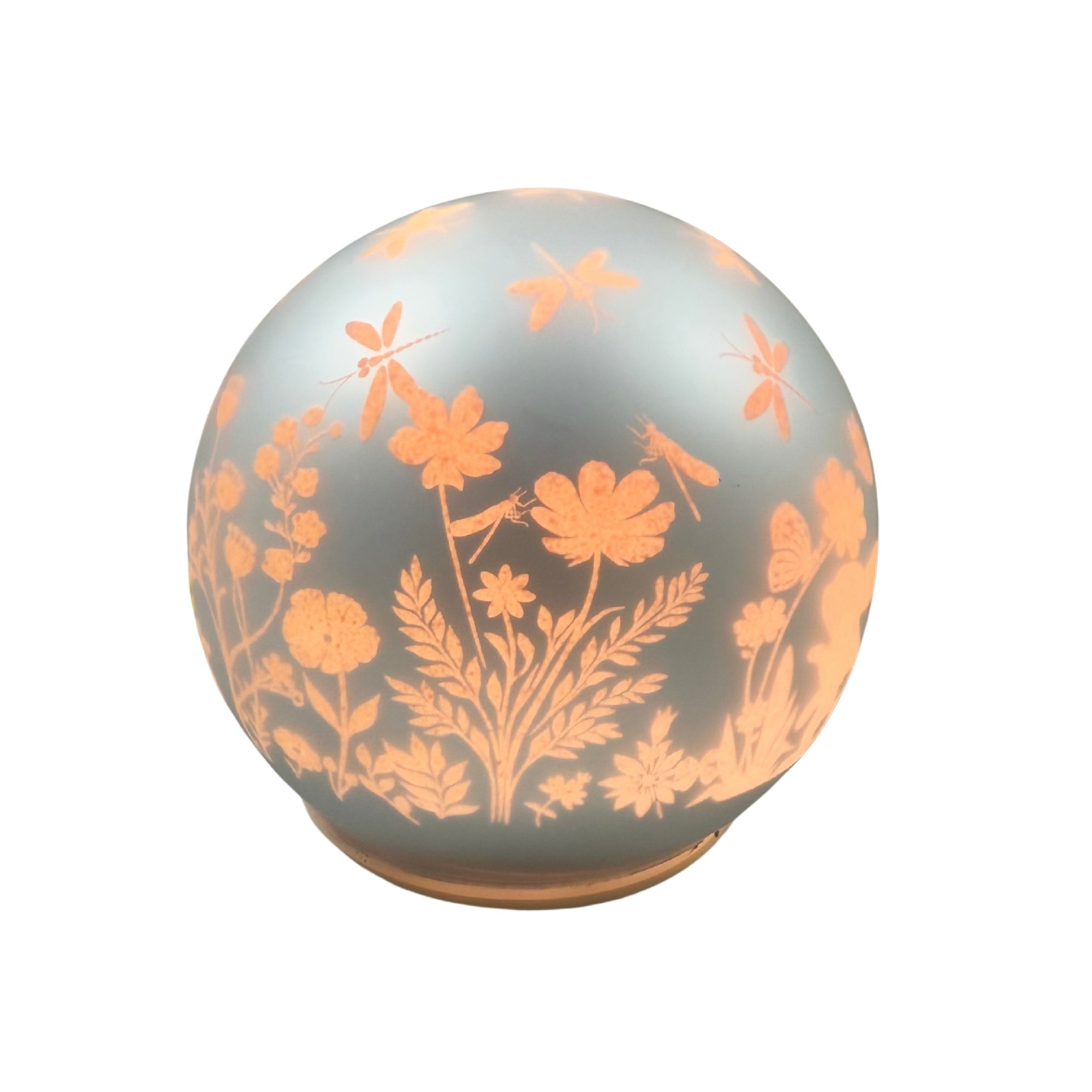 4.75-Inch LED Glass Globe with Dragonfly Design