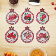 8" Ceramic Trivet Pomegranate Assorted - Set of 6 Decorative Heat Resistant Kitchen Trivets