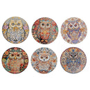 8" Round Ceramic Trivet Owl Assorted - Set of 6