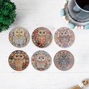 8" Round Ceramic Trivet Owl Assorted - Set of 6