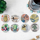 8" Round Ceramic Trivet Funny Sayings Assorted - Set of 6