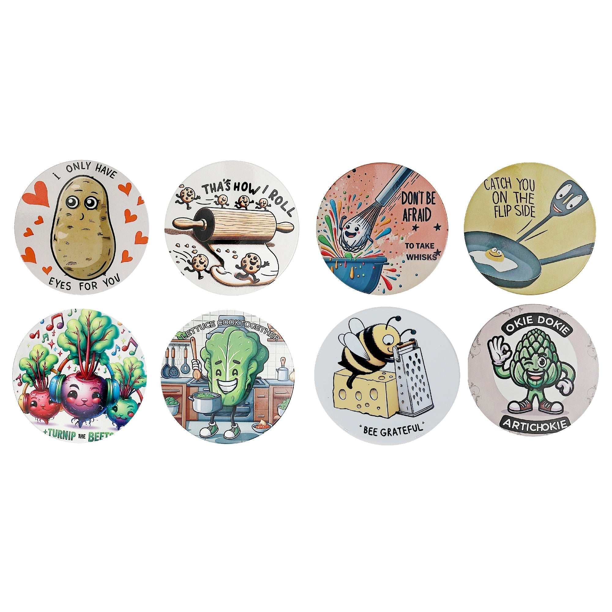 8" Round Ceramic Trivet Funny Sayings Assorted Set Of 6, Funny Sayings Ceramic Trivet 8 Inch, Round Hot Plate Stand, Countertop Protector
