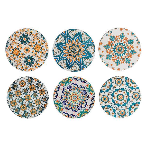 8" Round Ceramic Trivet Mosaic Assorted - Set of 6
