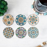8" Round Ceramic Trivet Mosaic Assorted Set Of 6, Mosaic Ceramic Trivet 8 Inch, Round Heat Resistant Pot Holder, Kitchen Table Protector