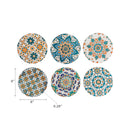 8" Round Ceramic Trivet Mosaic Assorted - Set of 6