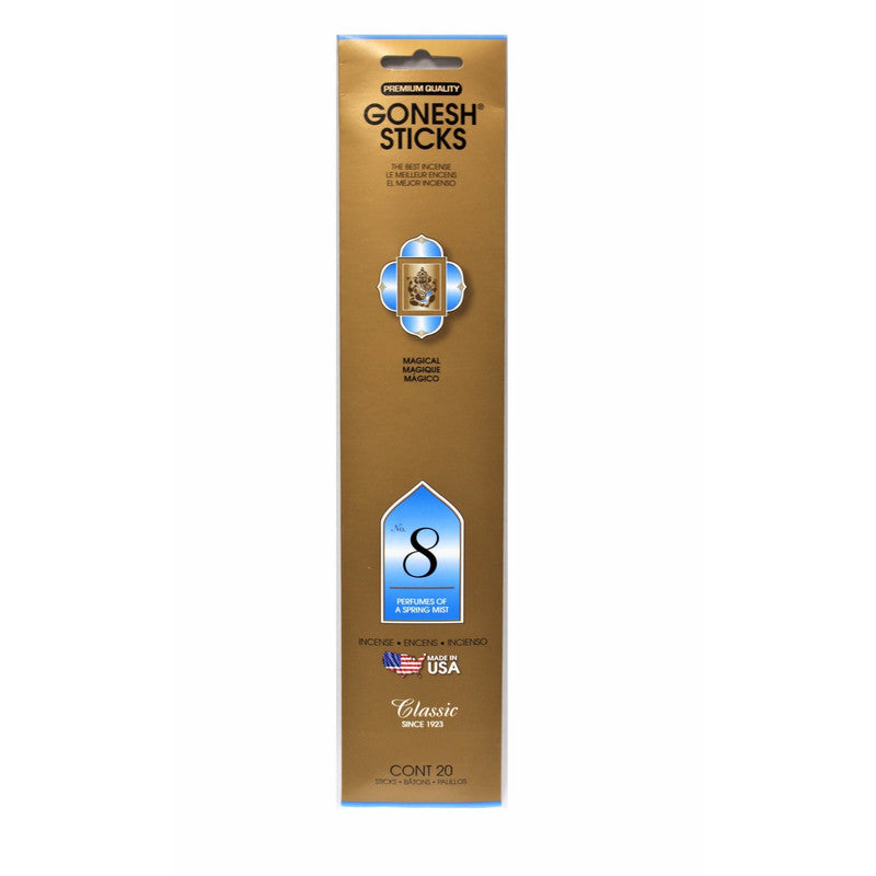 Gonesh Classic Incense Stick No. 8 – Spring Mist, Set of 8