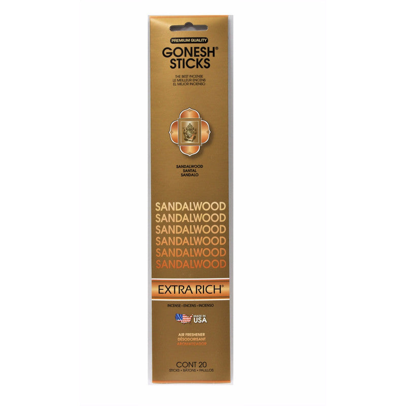 Gonesh Incense Sticks – Sandalwood, Set of 8, Earthy Aroma