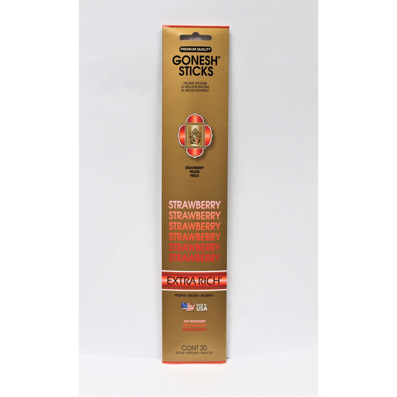 Gonesh Incense Sticks – Strawberry, Set of 8, Sweet Fragrance