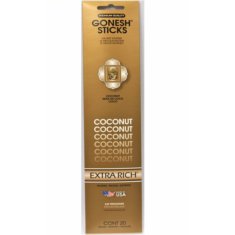 Gonesh Incense Sticks – Coconut, Set of 8, Tropical Fragrance