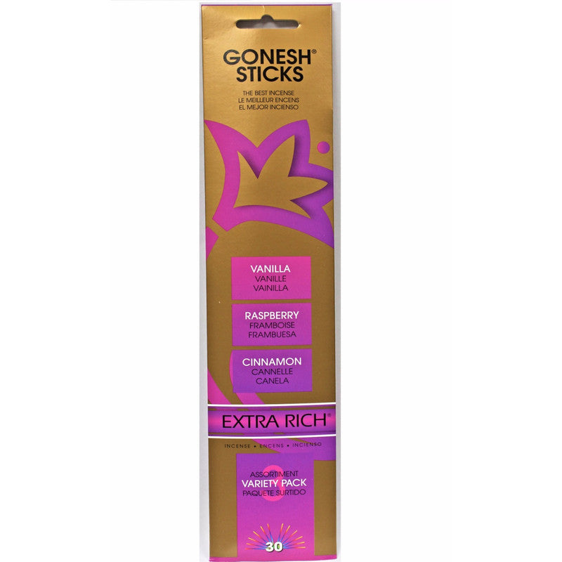 Gonesh Incense Variety Pack – Cinnamon, Vanilla, Patchouli, Set of 8