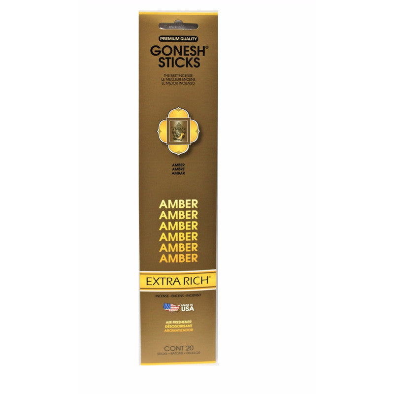 Gonesh Incense Sticks – Amber, Set of 8, Warm Aromatherapy