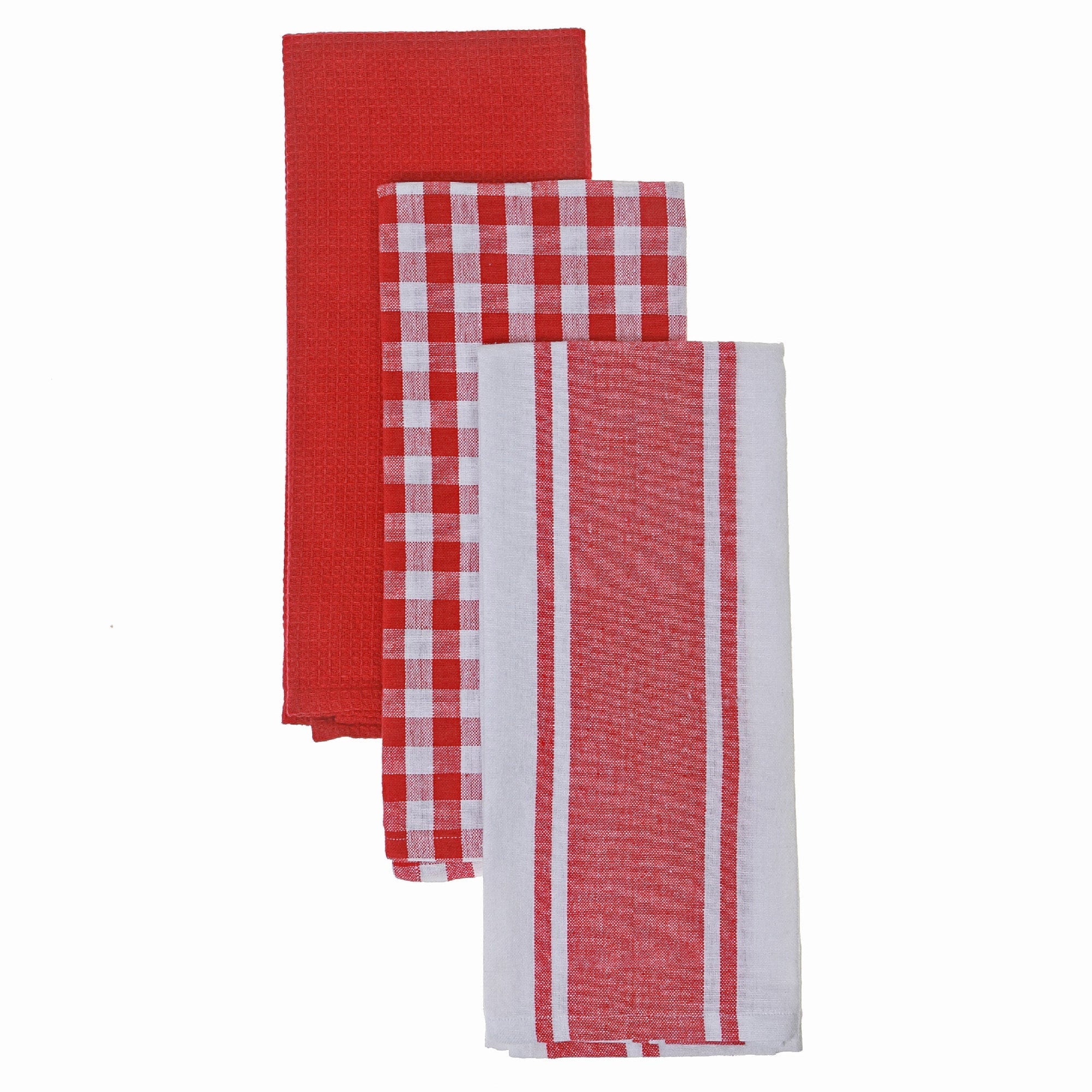 3 Pack Red Kitchen Towel Set