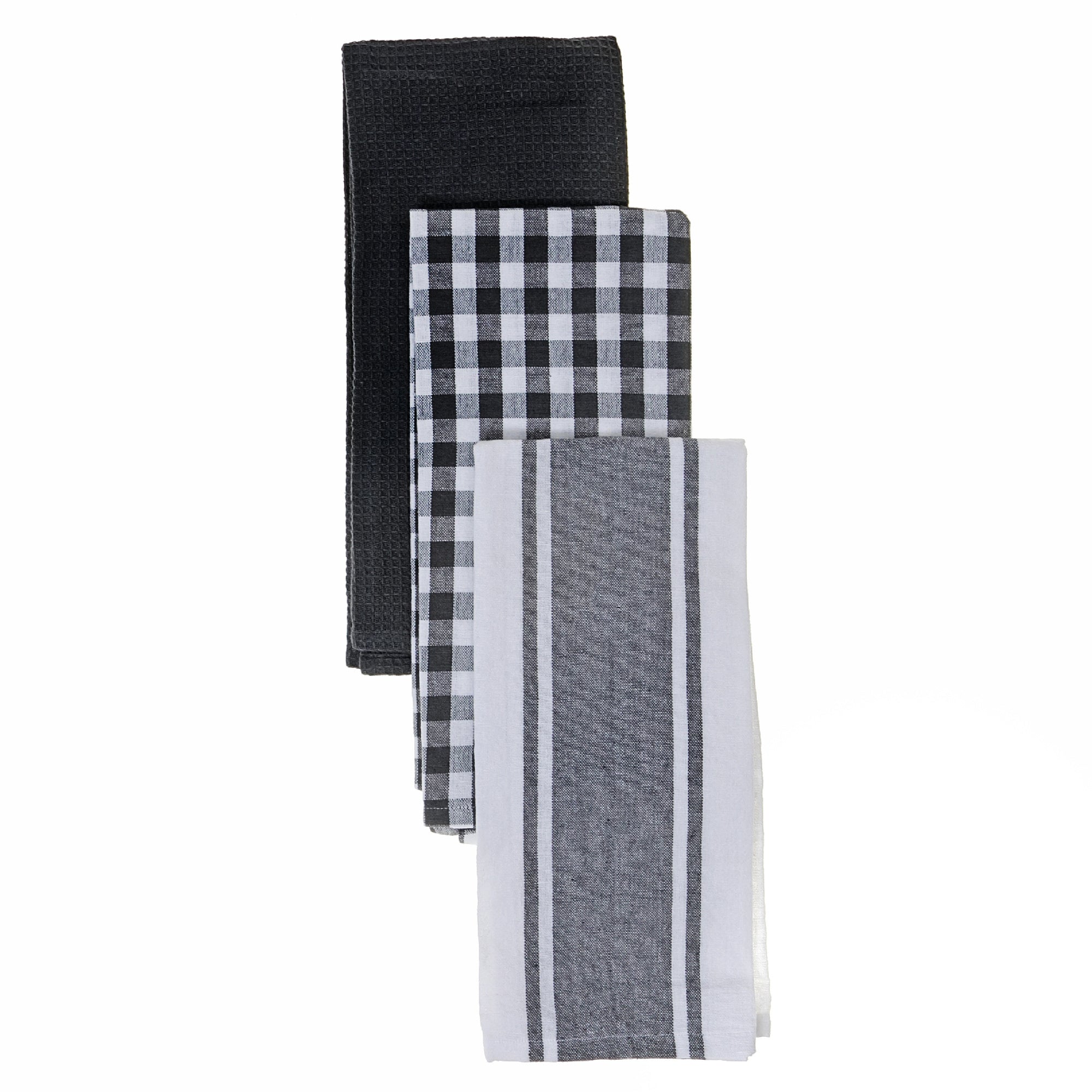 3 Pack Grey Dish Cloth Plaid Print Set, Kitchen Cleaning Cloths