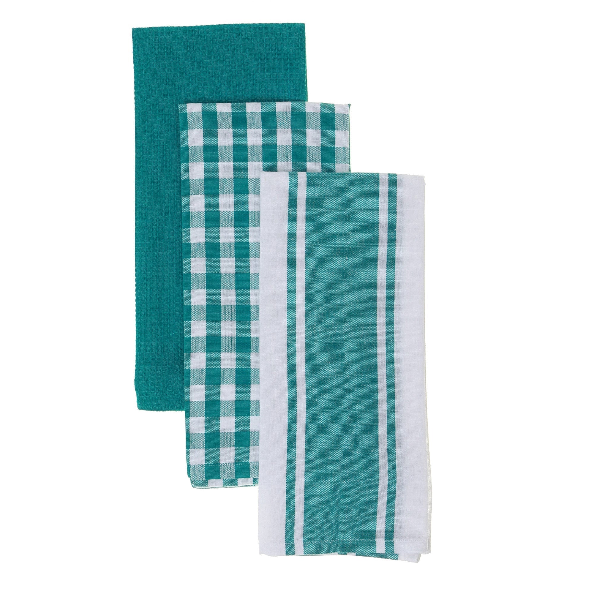 3 Pack Teal Dish Cloth Plaid Print Set, Kitchen Cleaning Cloths