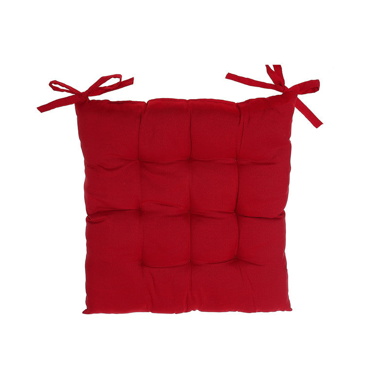 Polyester Tufted Chairpad Red 18x18 Inch Set of 2 Dining Chair Cushion