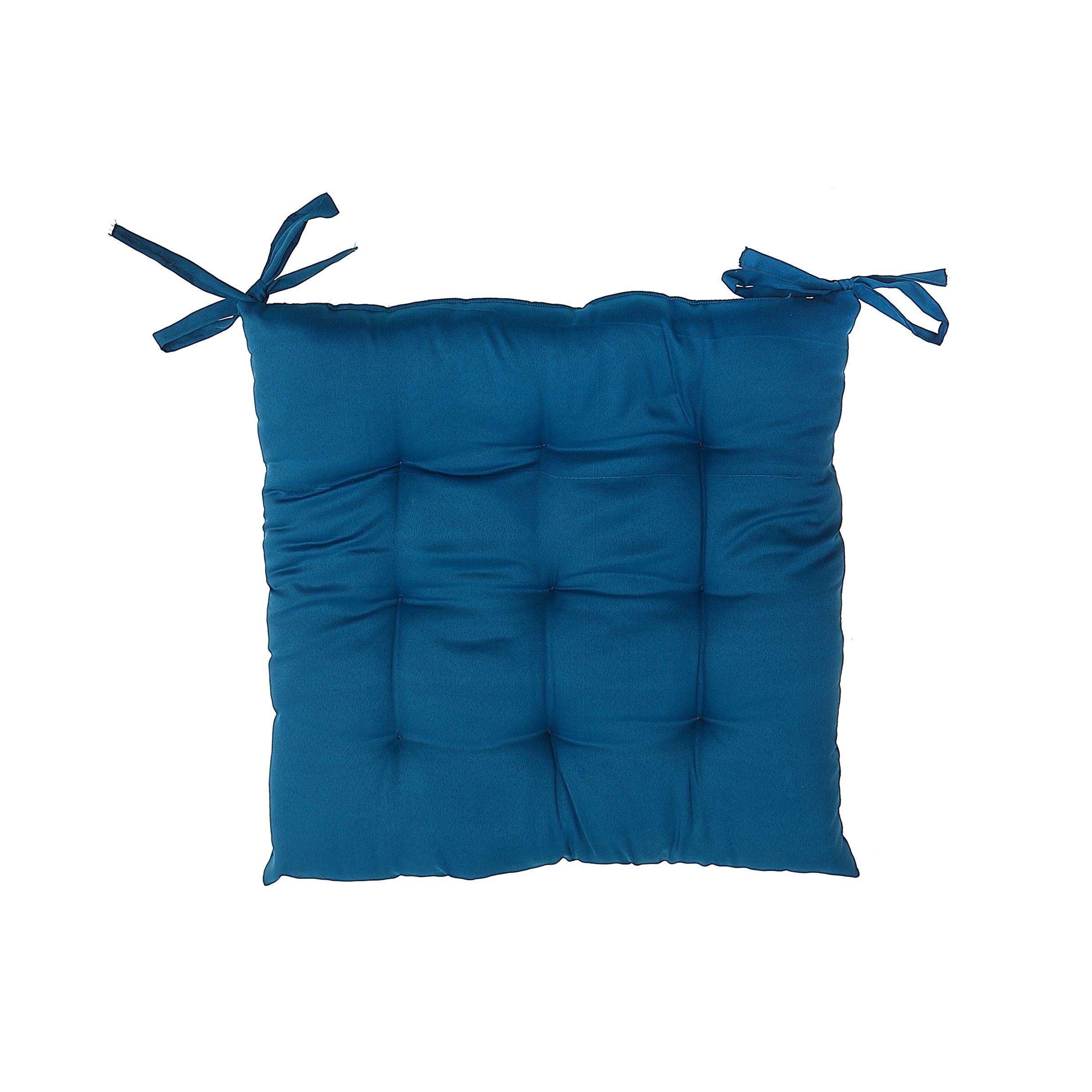 Polyester Tufted Chairpad Teal 18x18 Inch Set of 2 Dining Chair Cushion