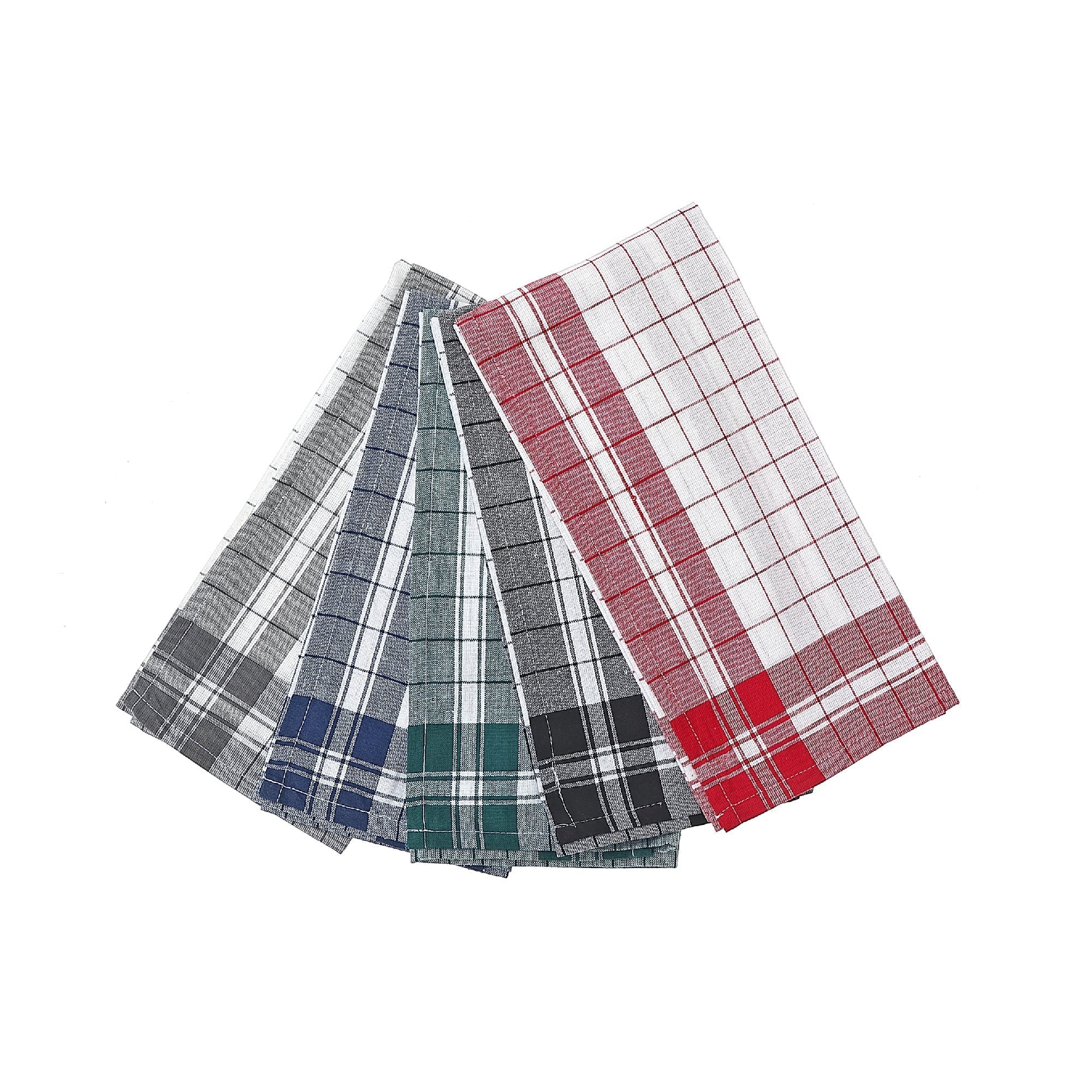 Cotton Checkered Kitchen Towels Assorted Colors - Set of 5 Dish Towels
