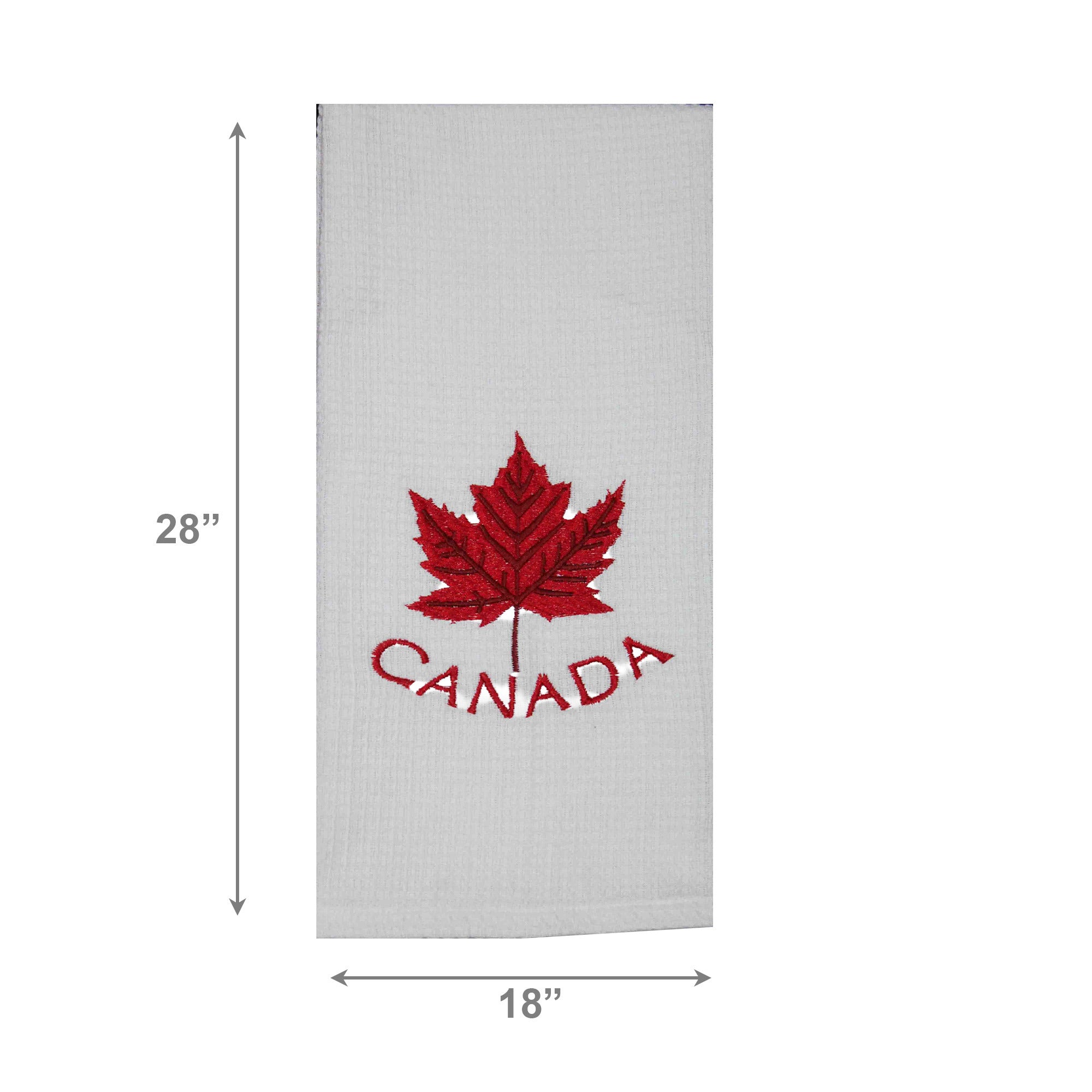 White Waffle Kitchen Towel with Embroidered Canadian Flag - Set of 6