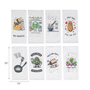 Printed Kitchen Towel Punny Sayings Assorted - Set of 8