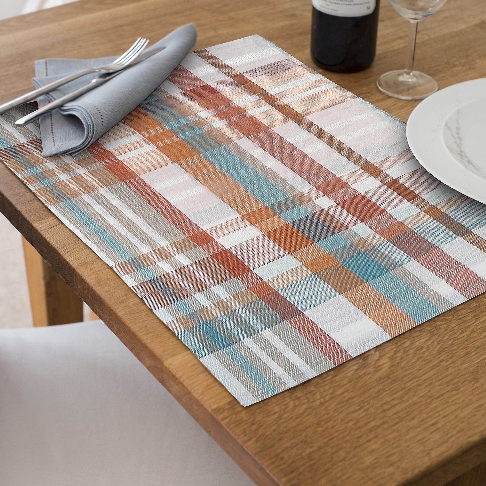 Classic Plaid Pattern Cotton Placemat - Set of 12