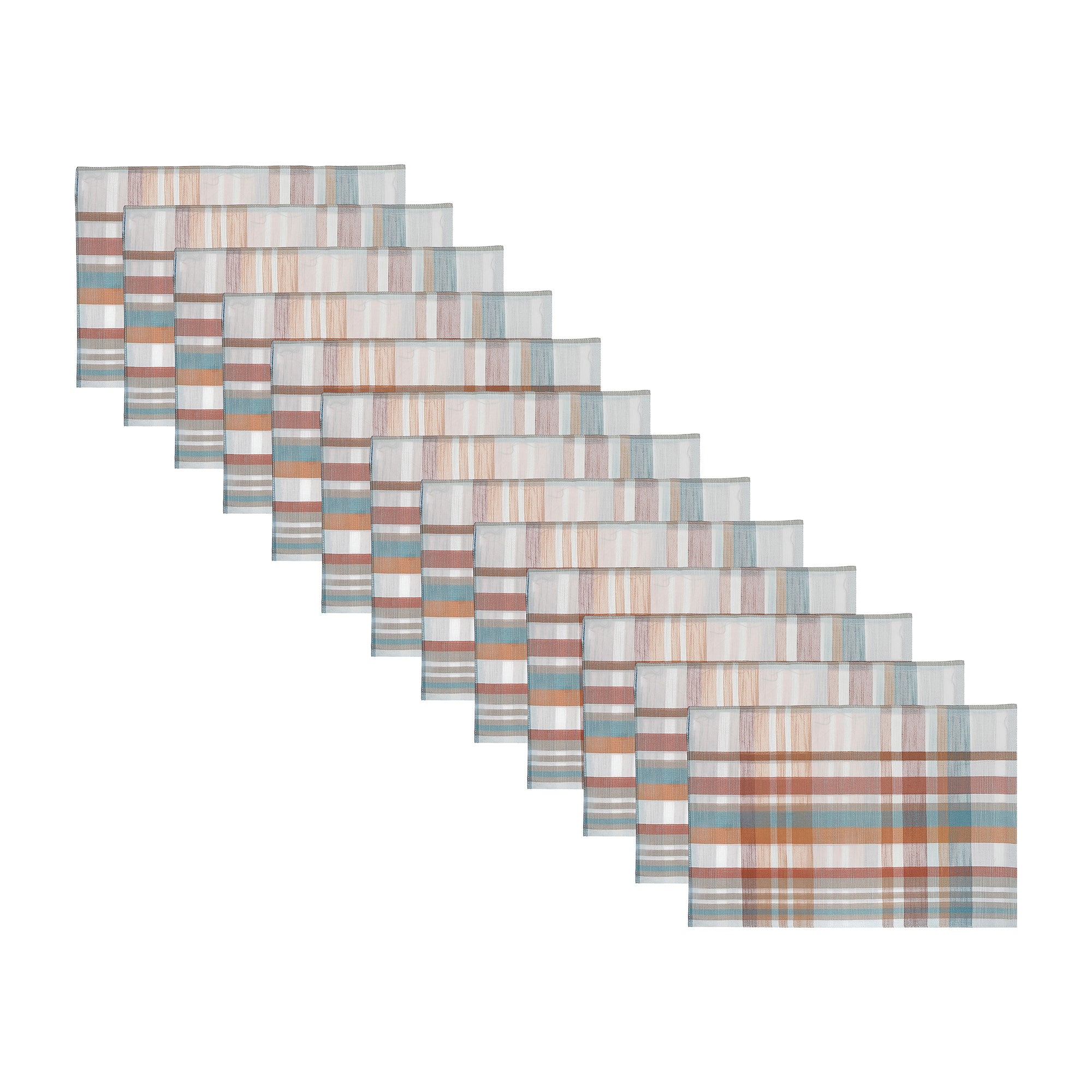 Classic Plaid Pattern Cotton Placemat - Set of 12