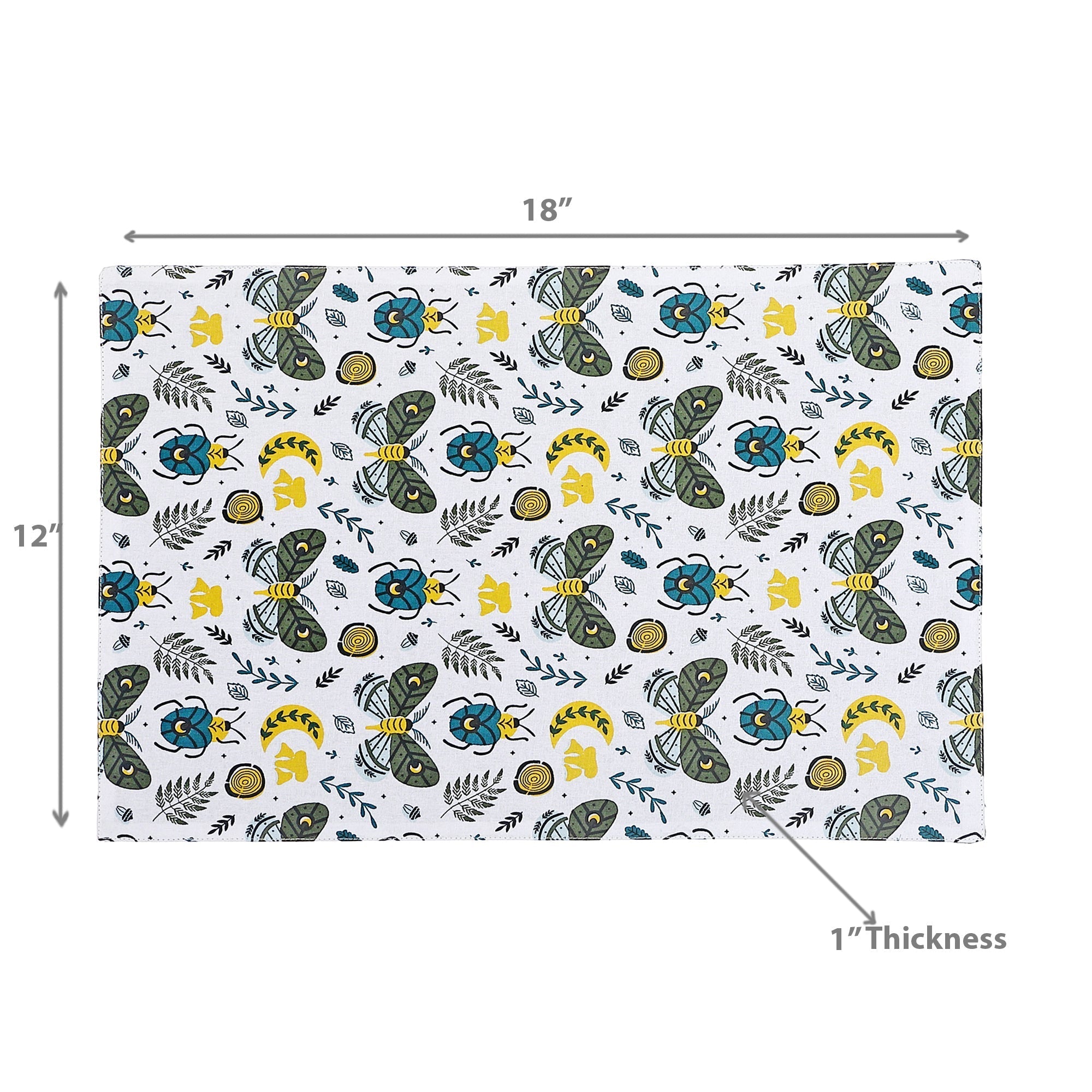 Cotton Placemat Butterfly And Beetle 12 X 18 Set Of 12, Dining Table Decor
