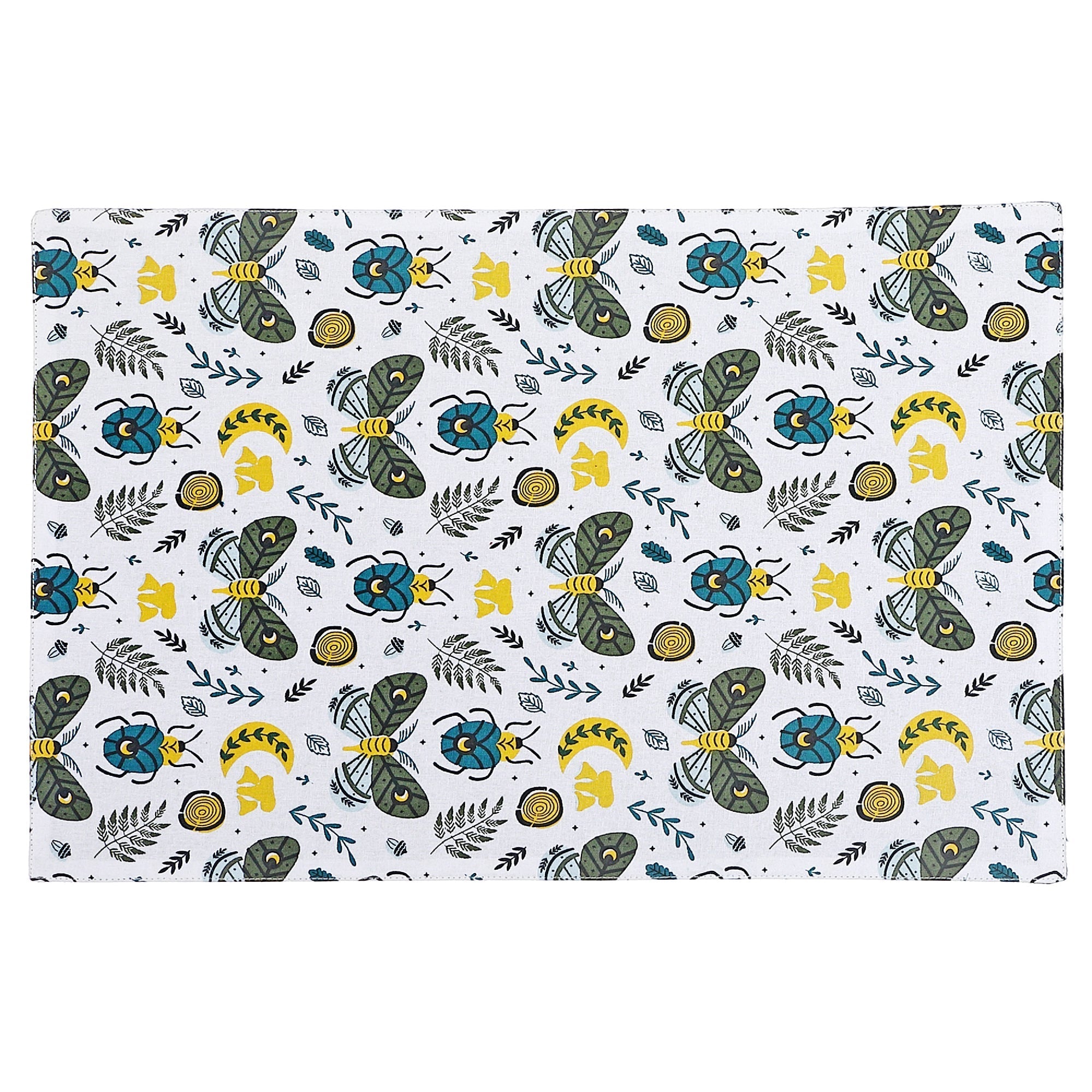 Cotton Placemat Butterfly And Beetle 12 X 18 Set Of 12, Dining Table Decor