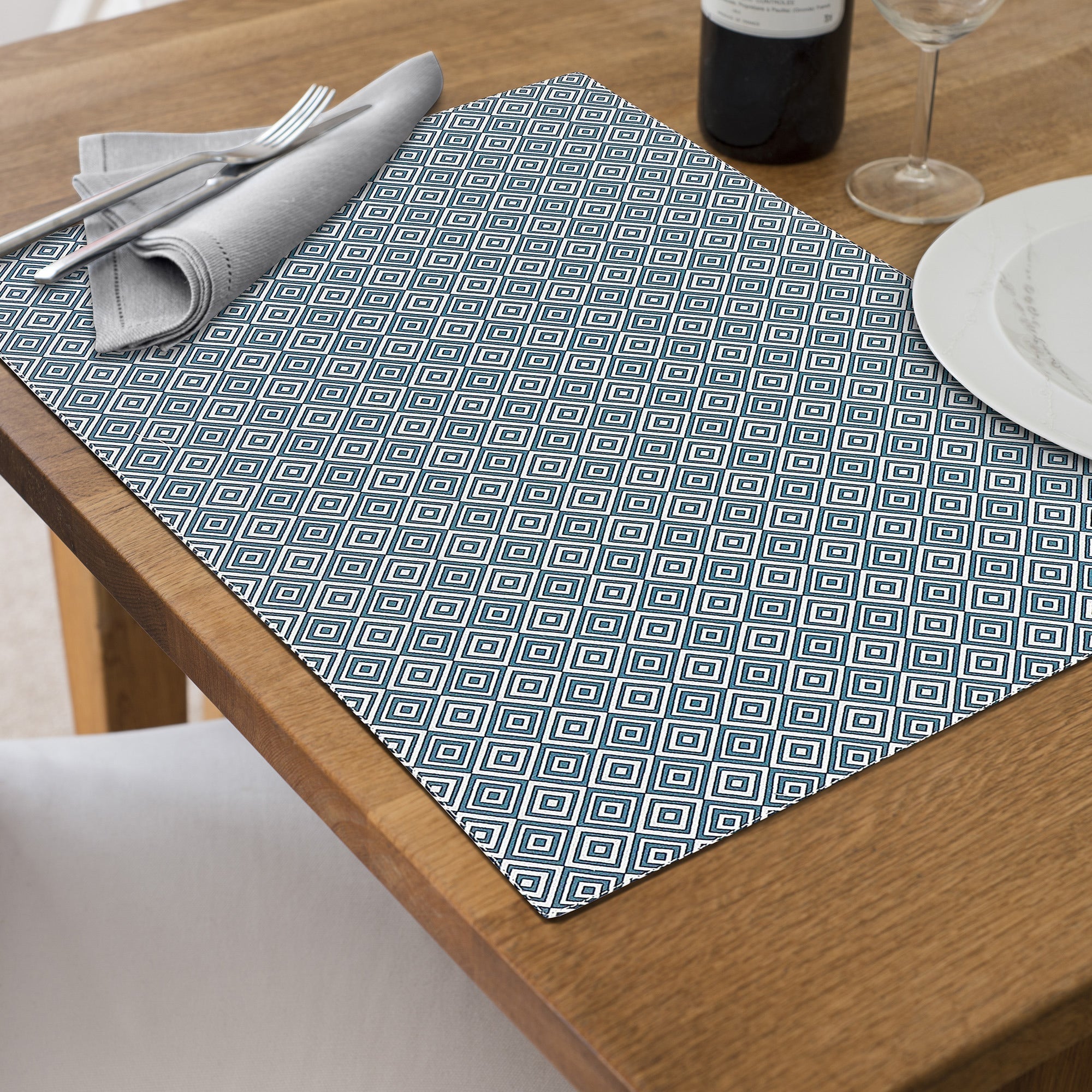 Cotton Placemat Geometric 12 X 18 Set Of 12, Table Decoration