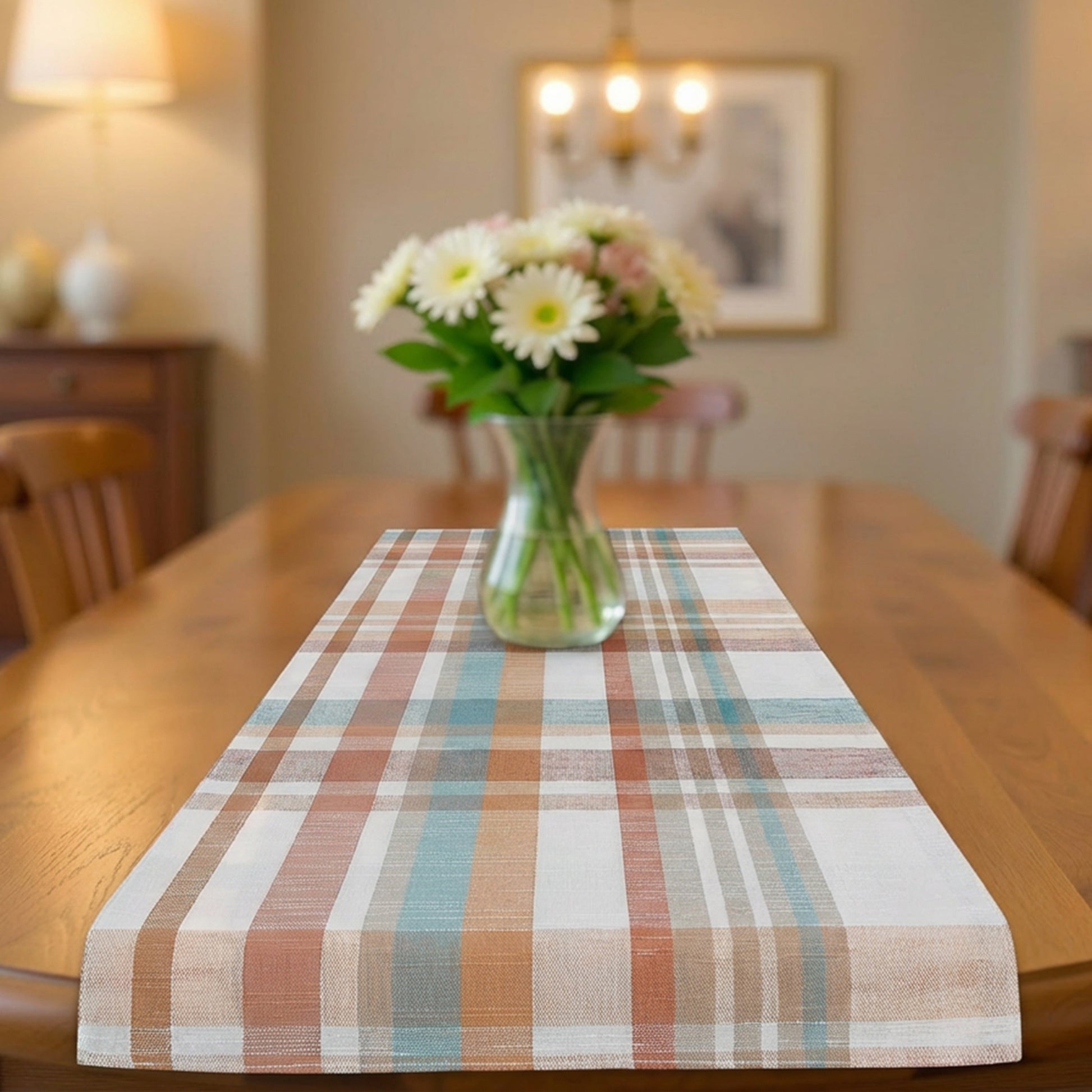 54-Inch Plaid Cotton Table Runner - Set of 2