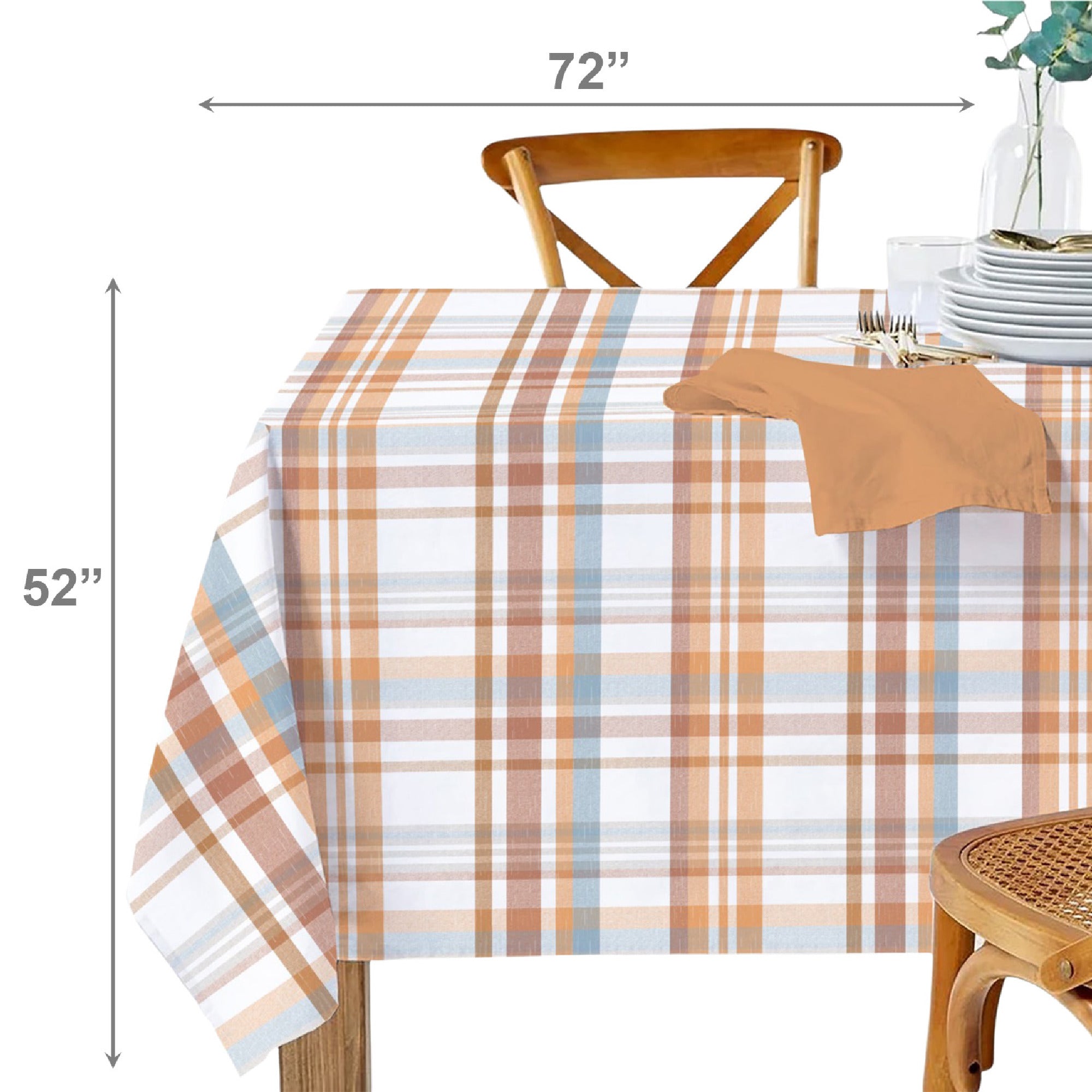 52"x72" Plaid Pattern Cotton Tablecloth