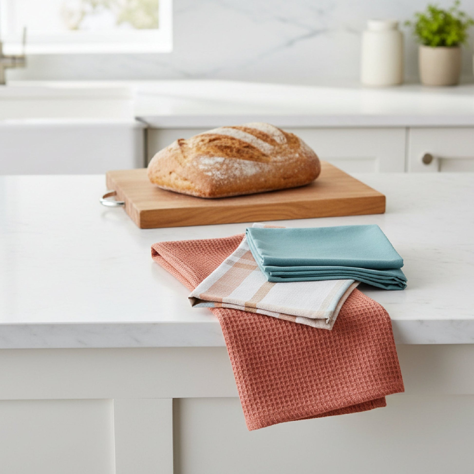 3-Piece Plaid Pattern Cotton Kitchen Towel Set